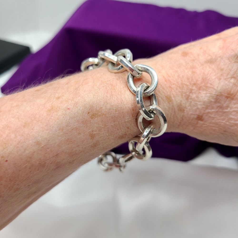Sterling Silver Oval Link Braclet - image 4